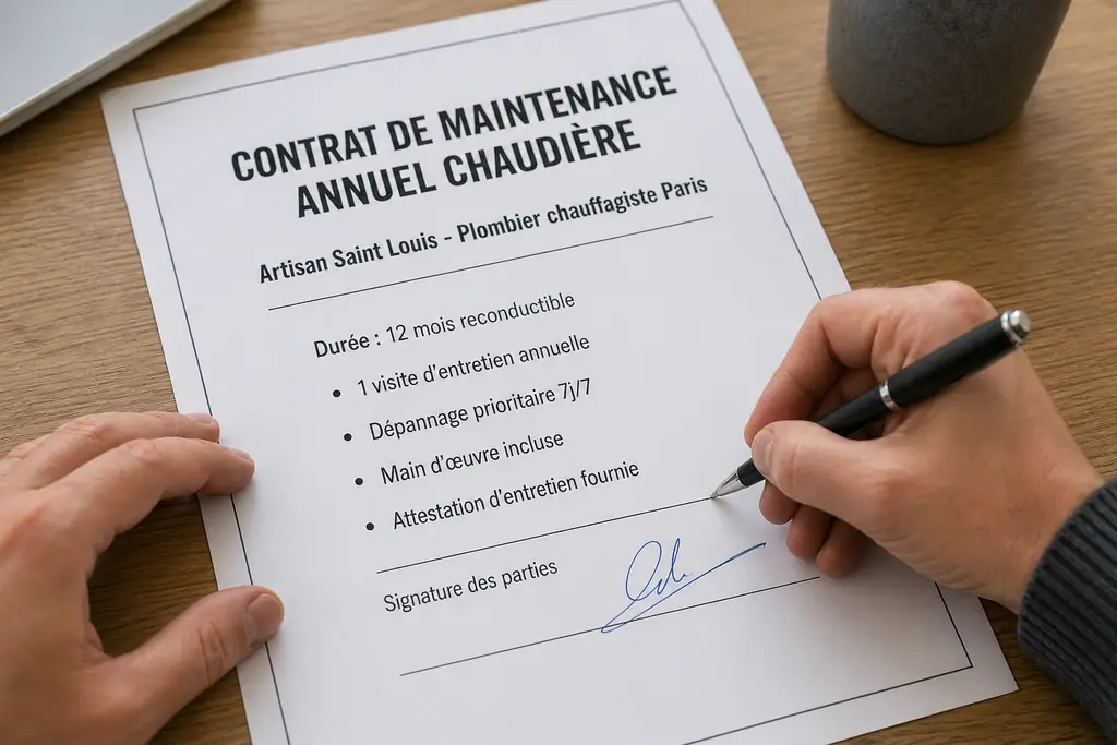 Carnet de contrat de maintenance chaudière annuel